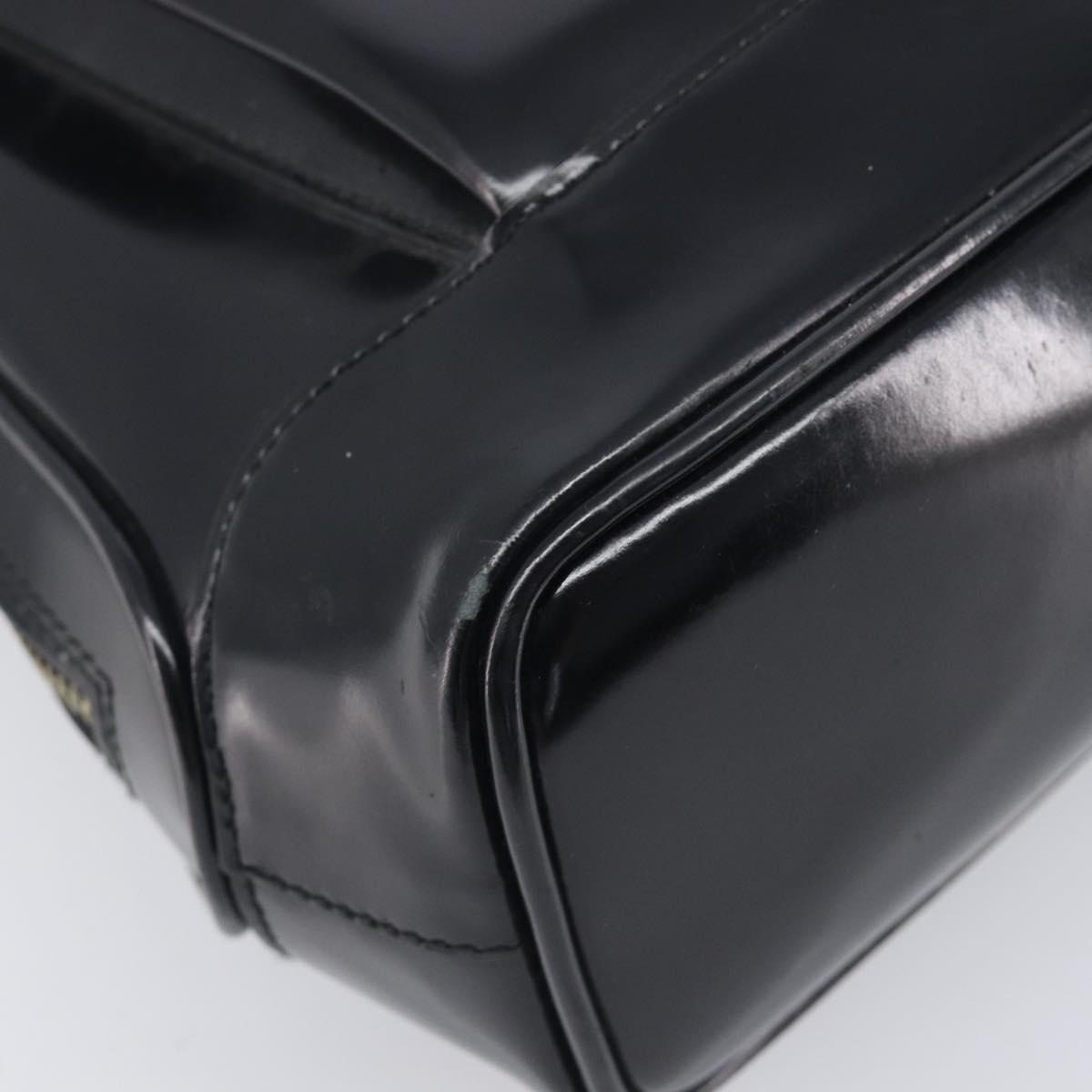 GUCCI Shoulder Bag Patent Black Gold Tone 001 118 1650 Auth bs37764