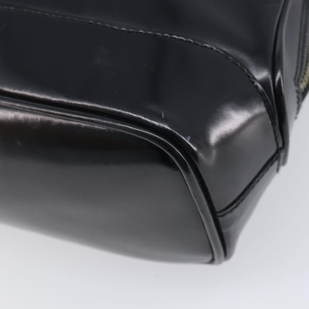 GUCCI Shoulder Bag Patent Black Gold Tone 001 118 1650 Auth bs37764