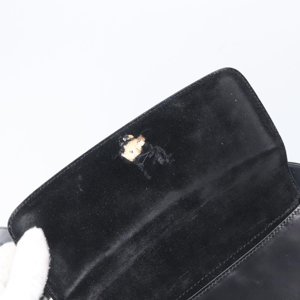 GUCCI Shoulder Bag Patent Black Gold Tone 001 118 1650 Auth bs37764