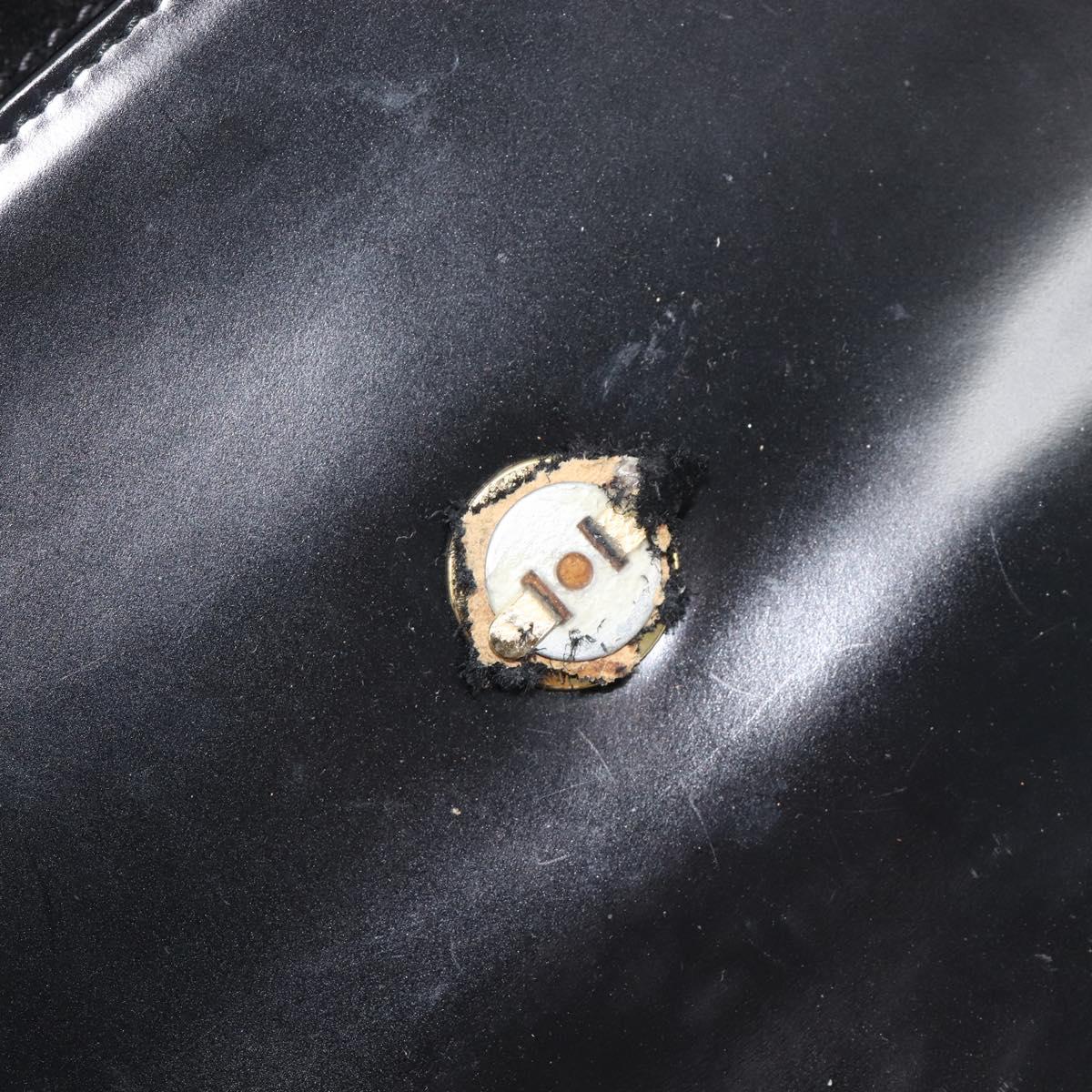 GUCCI Shoulder Bag Patent Black Gold Tone 001 118 1650 Auth bs37764