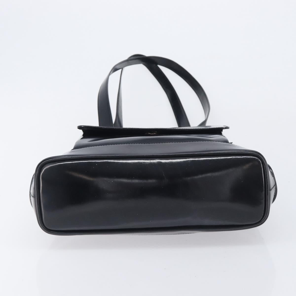 GUCCI Shoulder Bag Patent Black Gold Tone 001 118 1650 Auth bs37764