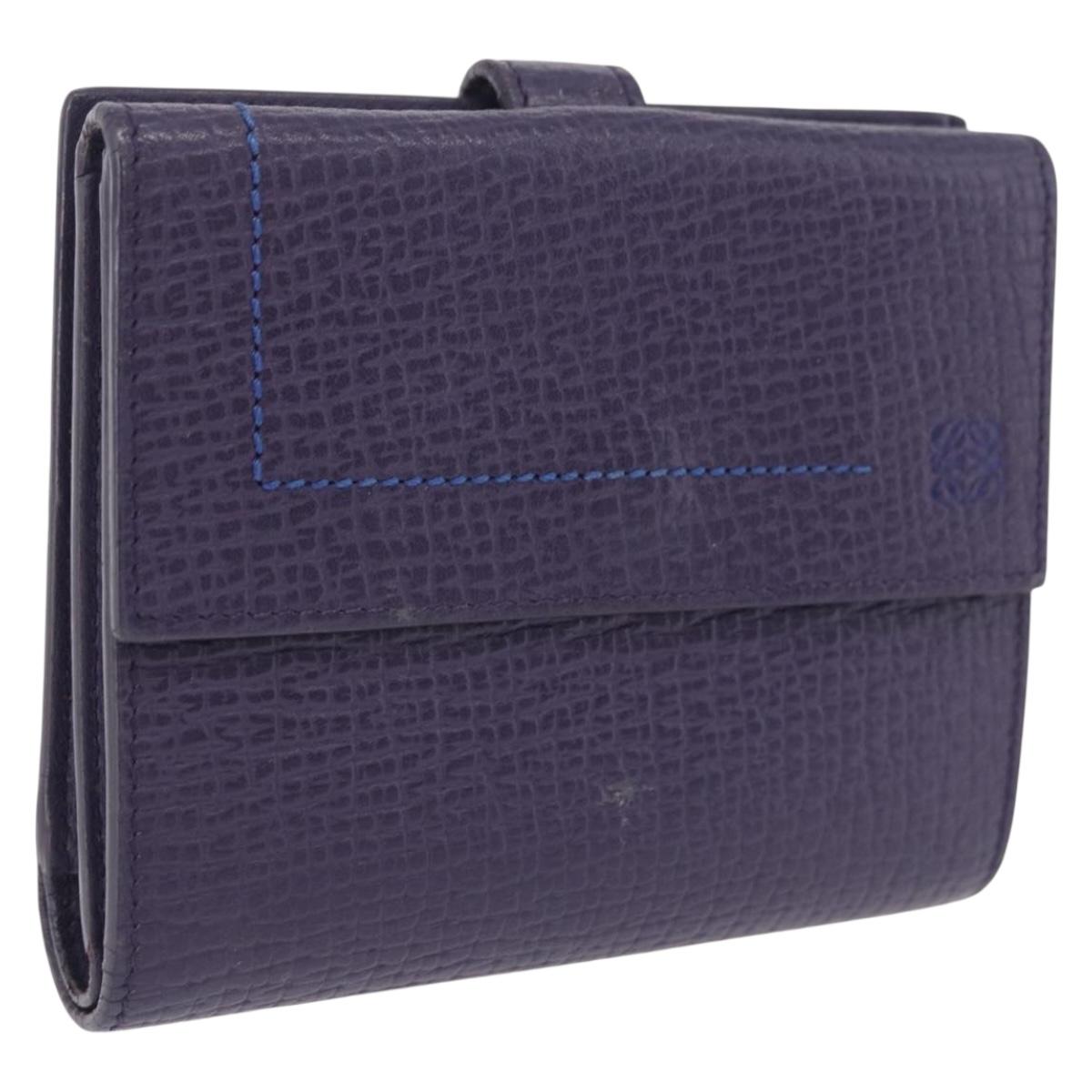 LOEWE Bifold Wallet Leather Purple Auth bs37765
