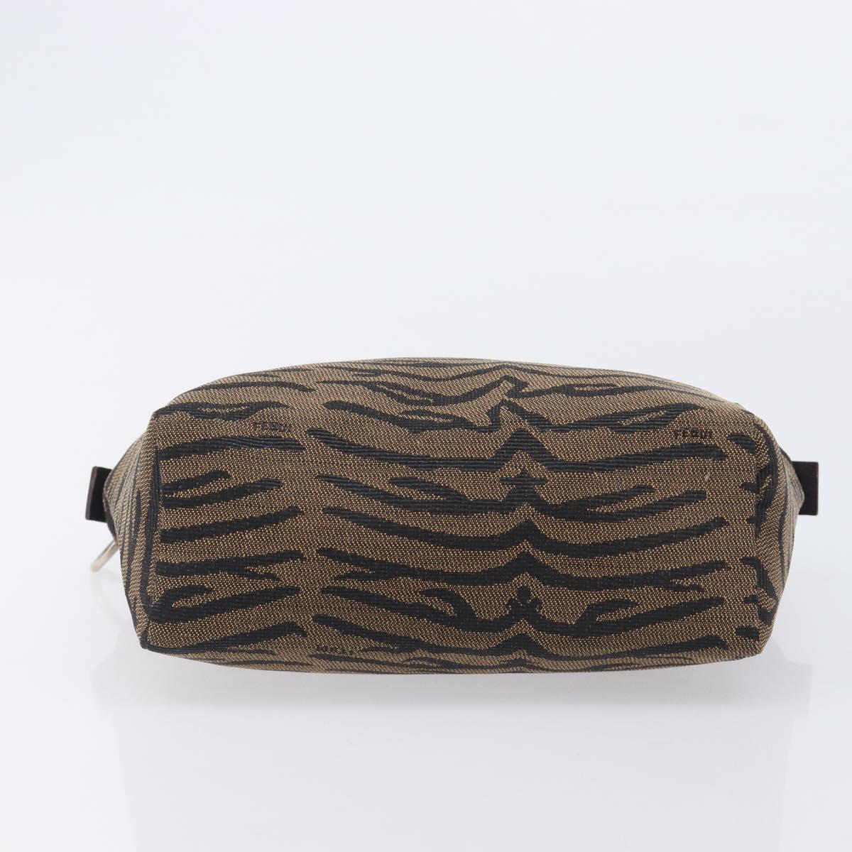 FENDI Hand Bag Canvas Brown Silver Auth bs37781A