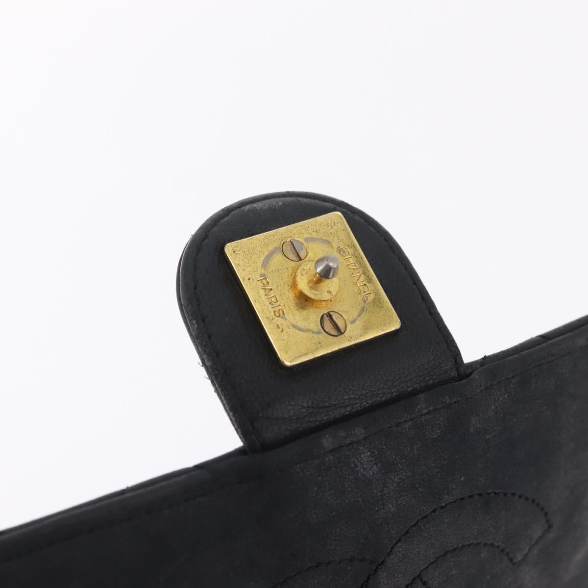 CHANEL Matelasse Chain Shoulder Bag Lamb Skin Black Gold Tone CC Auth bs37785