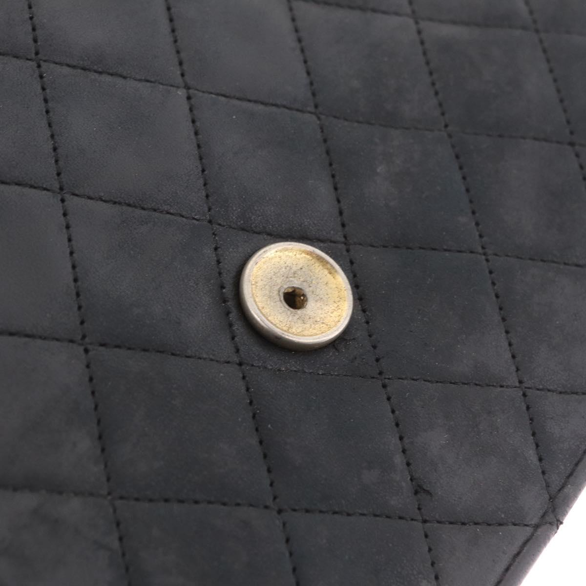 CHANEL Matelasse Chain Shoulder Bag Lamb Skin Black Gold Tone CC Auth bs37785