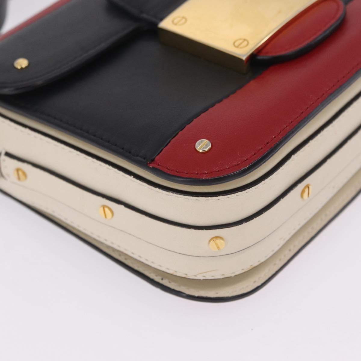 Valentino Shoulder Bag Leather Black Gold Tone Auth bs37798