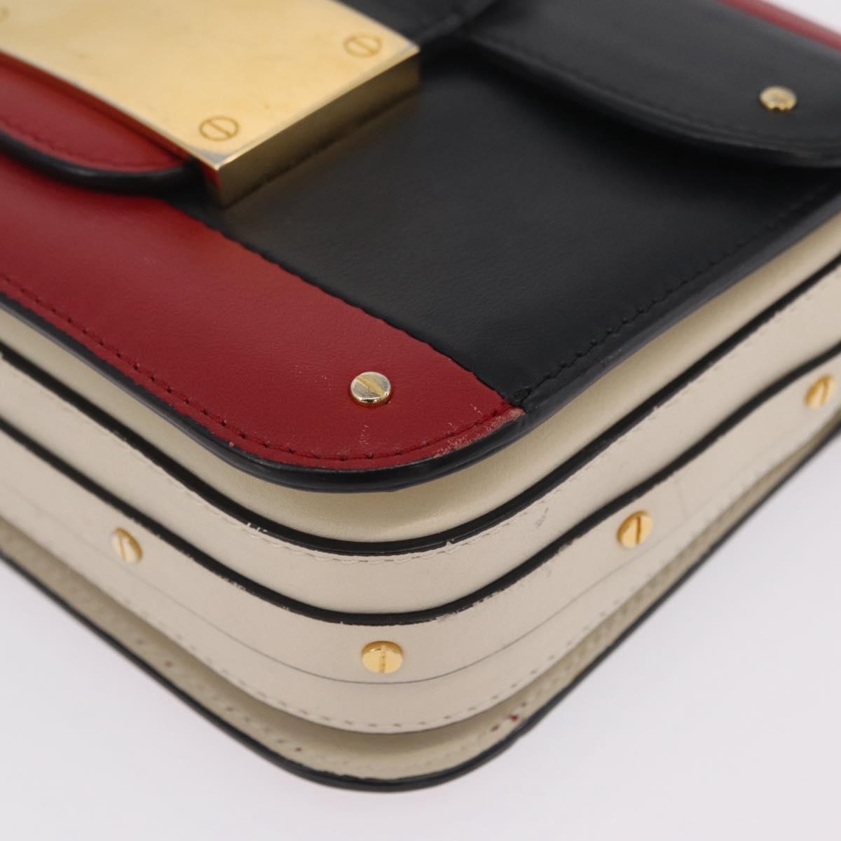 Valentino Shoulder Bag Leather Black Gold Tone Auth bs37798