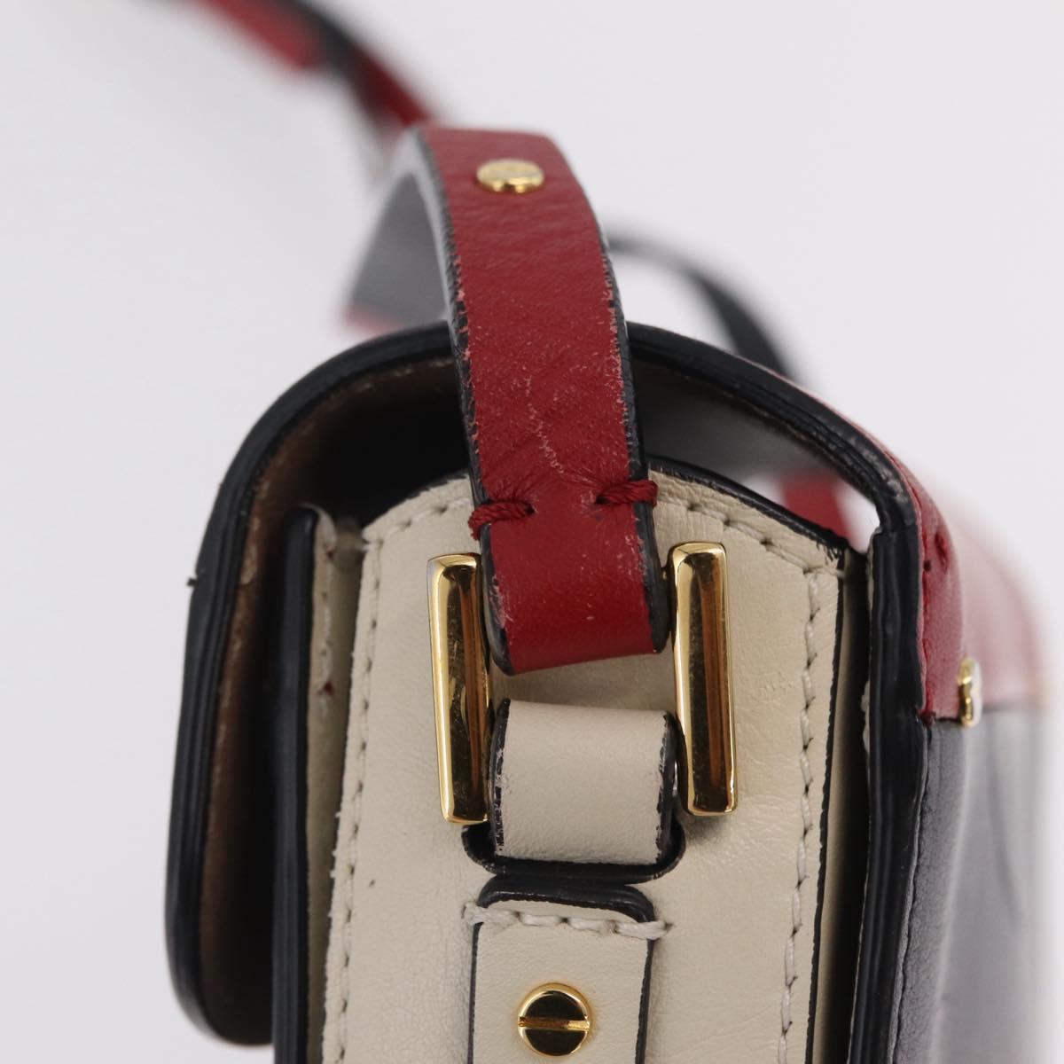 Valentino Shoulder Bag Leather Black Gold Tone Auth bs37798