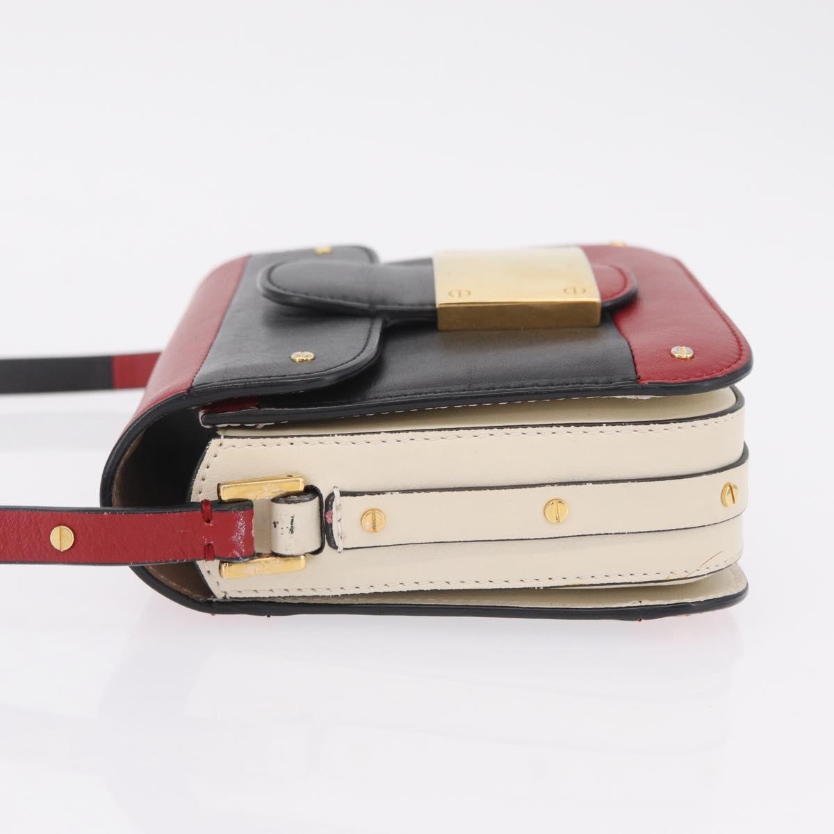 Valentino Shoulder Bag Leather Black Gold Tone Auth bs37798