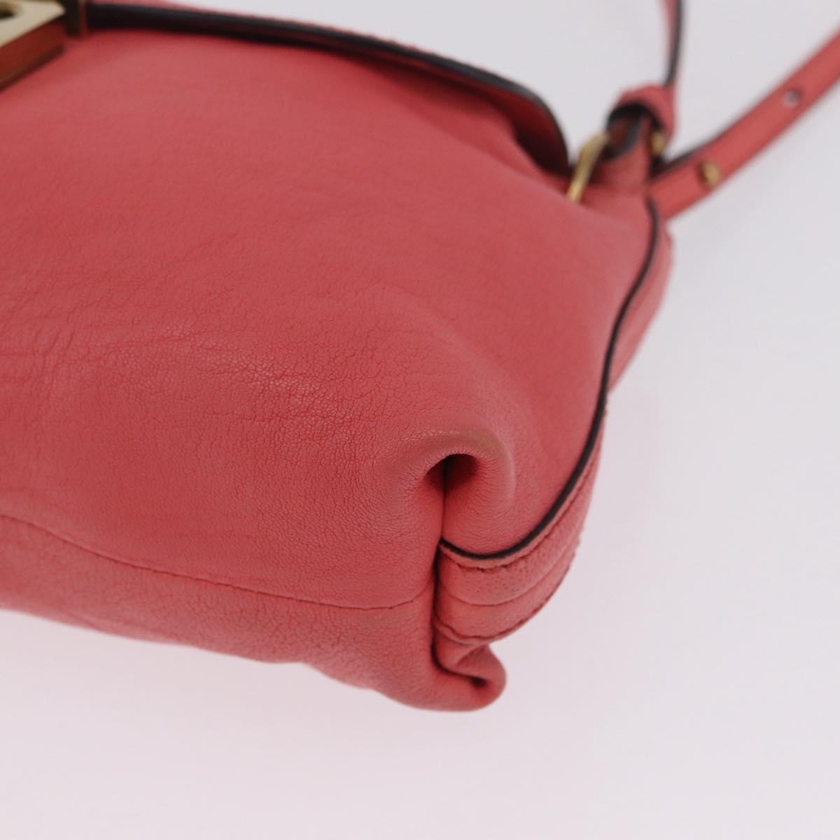 Chloe Elsie Shoulder Bag Leather Pink Gold Tone Auth bs37800