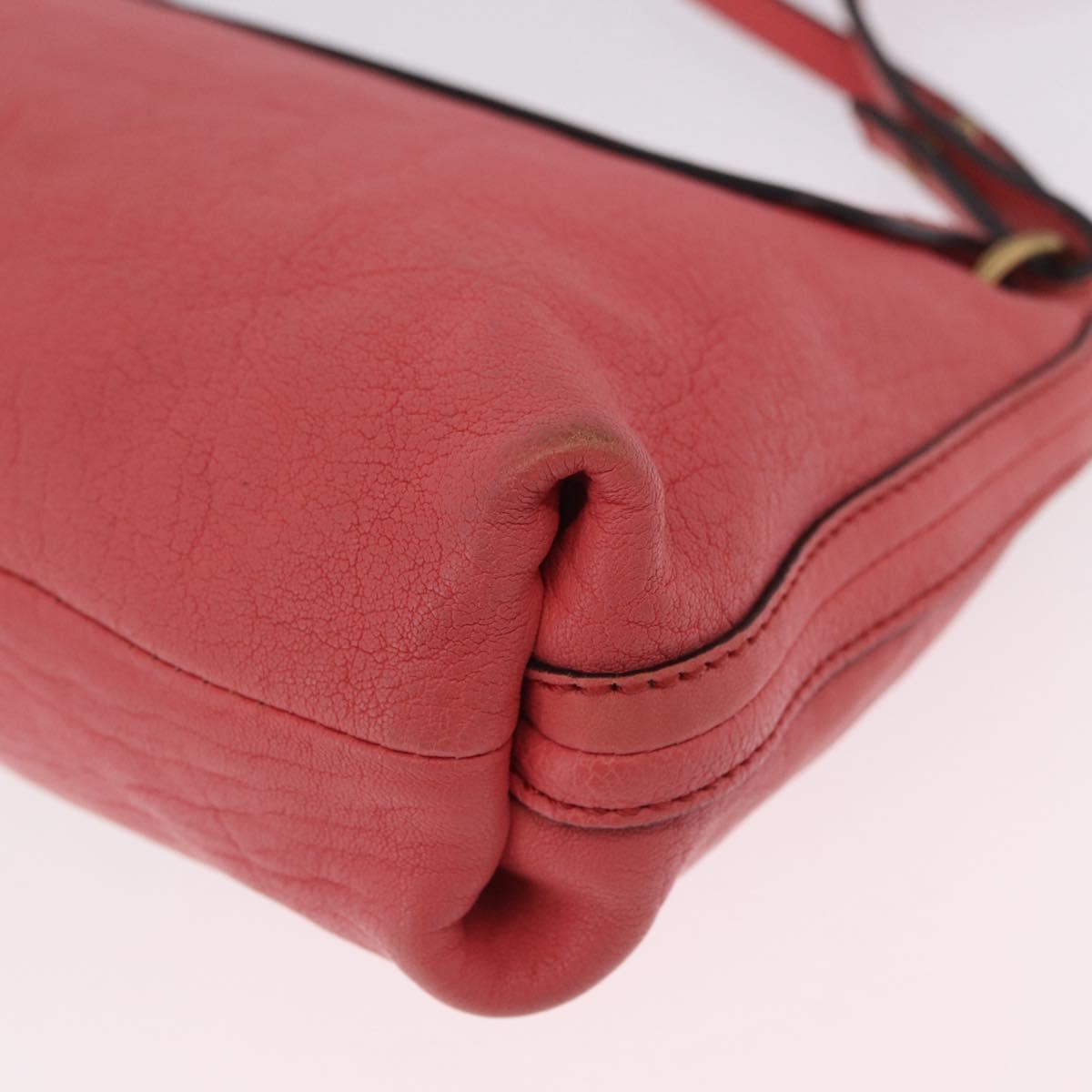 Chloe Elsie Shoulder Bag Leather Pink Gold Tone Auth bs37800