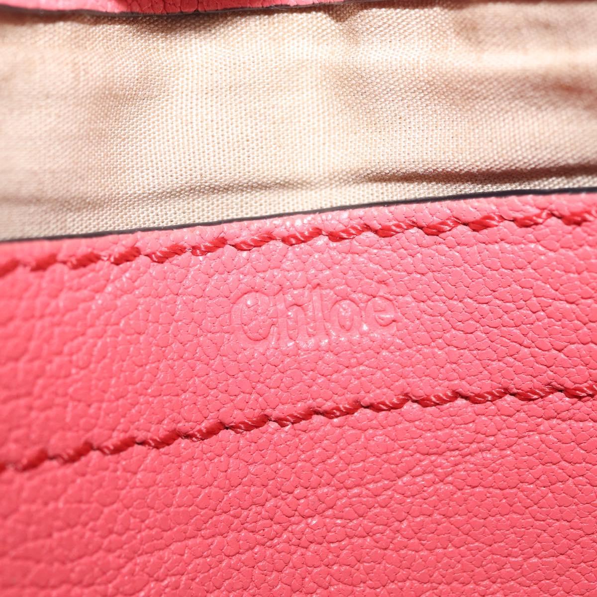 Chloe Elsie Shoulder Bag Leather Pink Gold Tone Auth bs37800