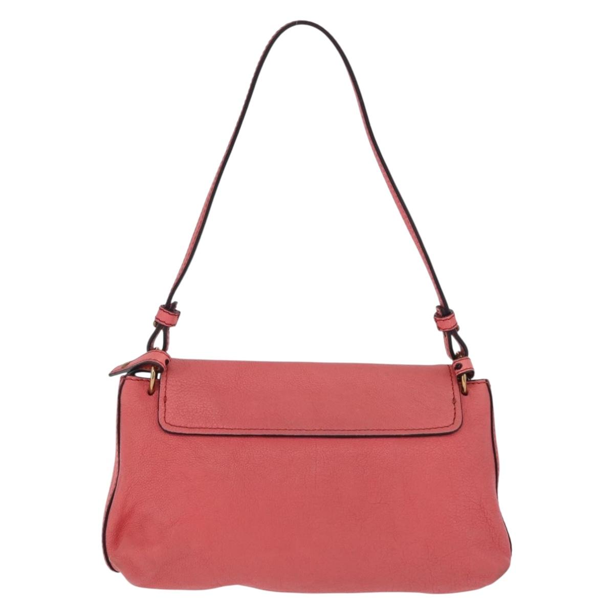 Chloe Elsie Shoulder Bag Leather Pink Gold Tone Auth bs37800