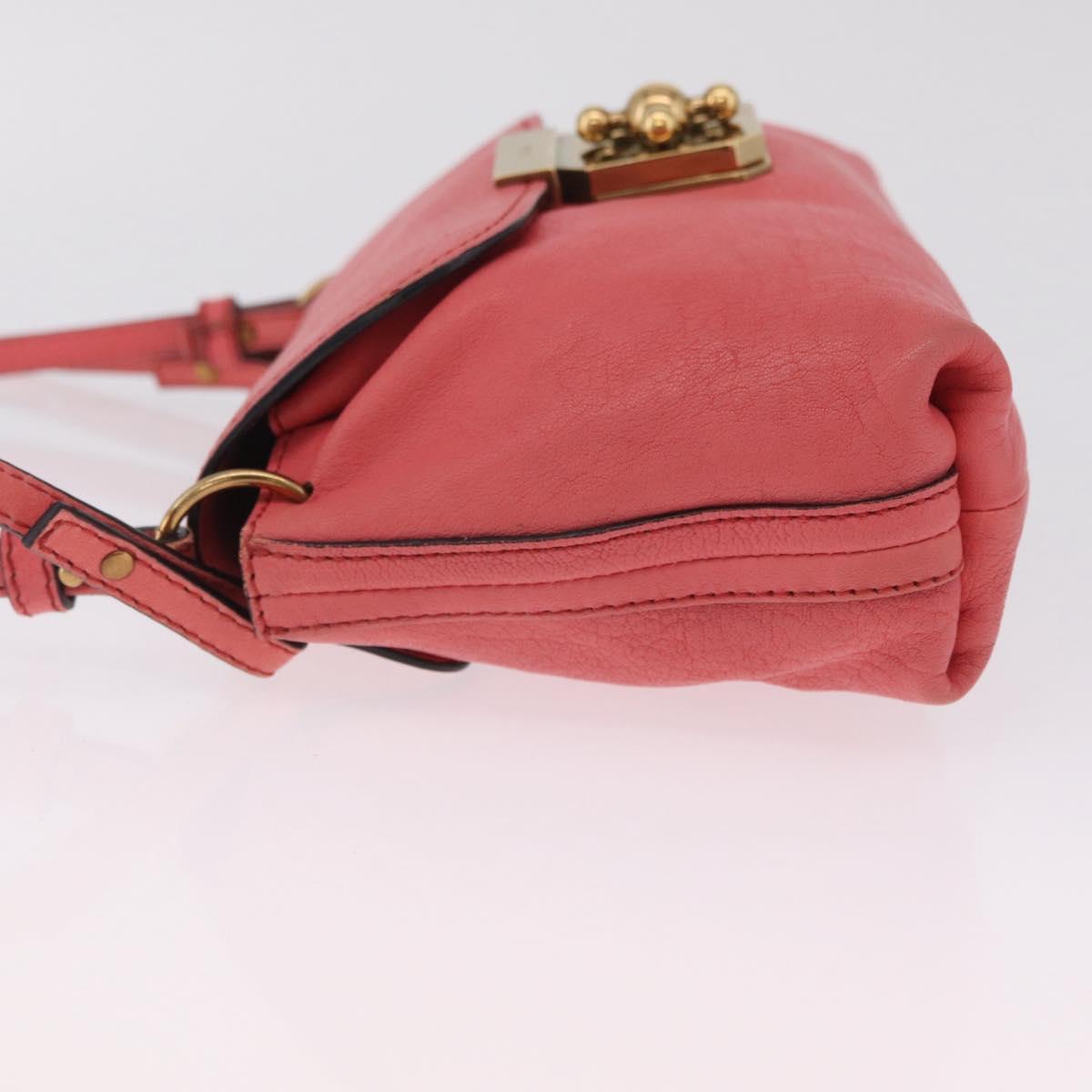 Chloe Elsie Shoulder Bag Leather Pink Gold Tone Auth bs37800