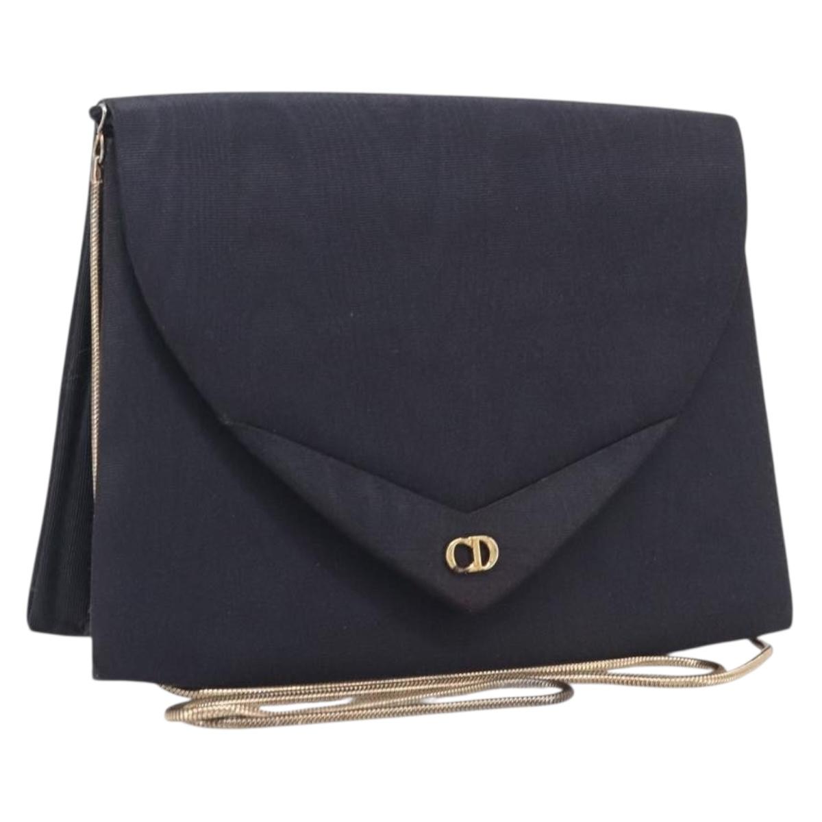 Christian Dior Shoulder Bag Nylon Black Gold Tone Auth bs37802