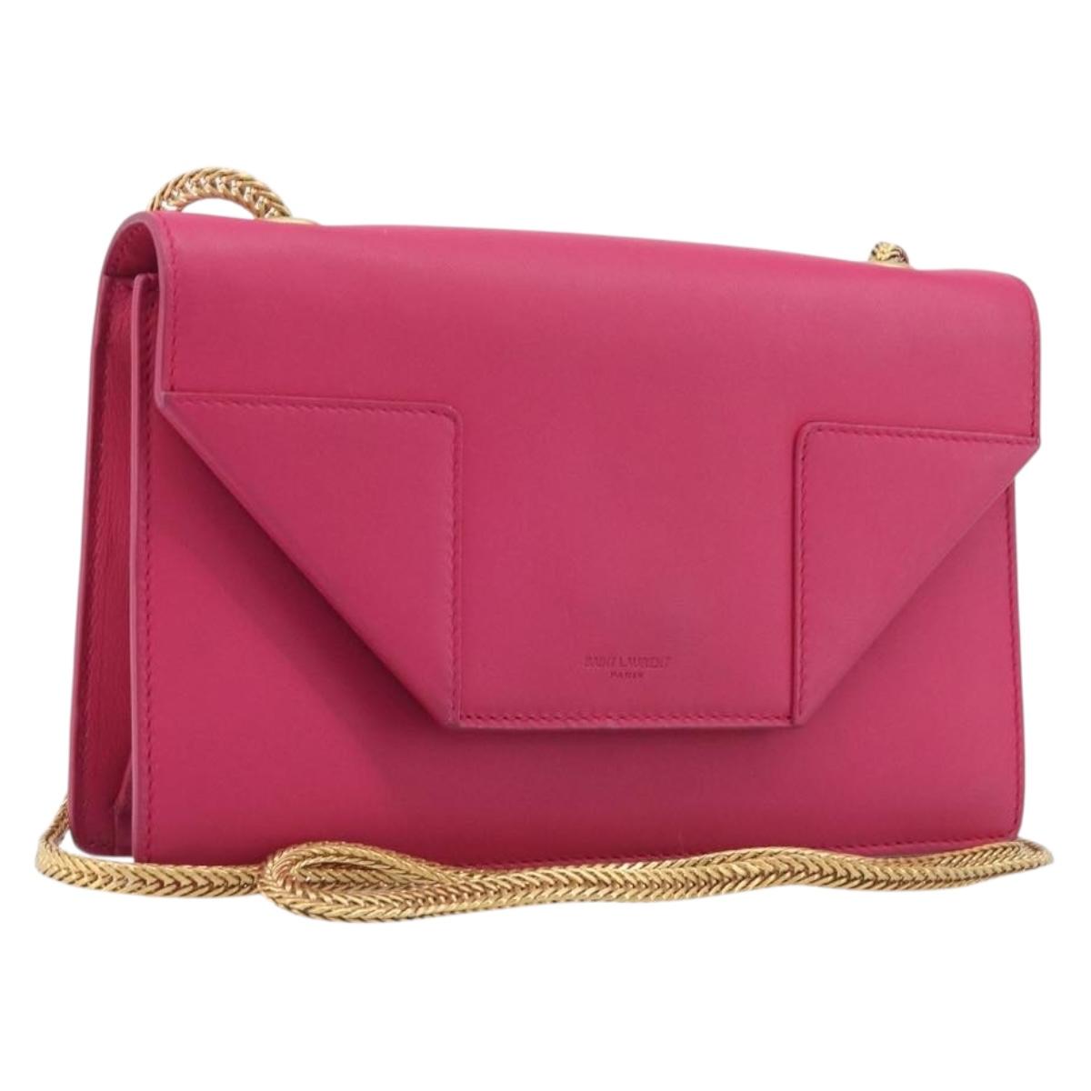 Saint Laurent Betty Chain Shoulder Bag Leather Pink Gold 314516 Auth bs37805V