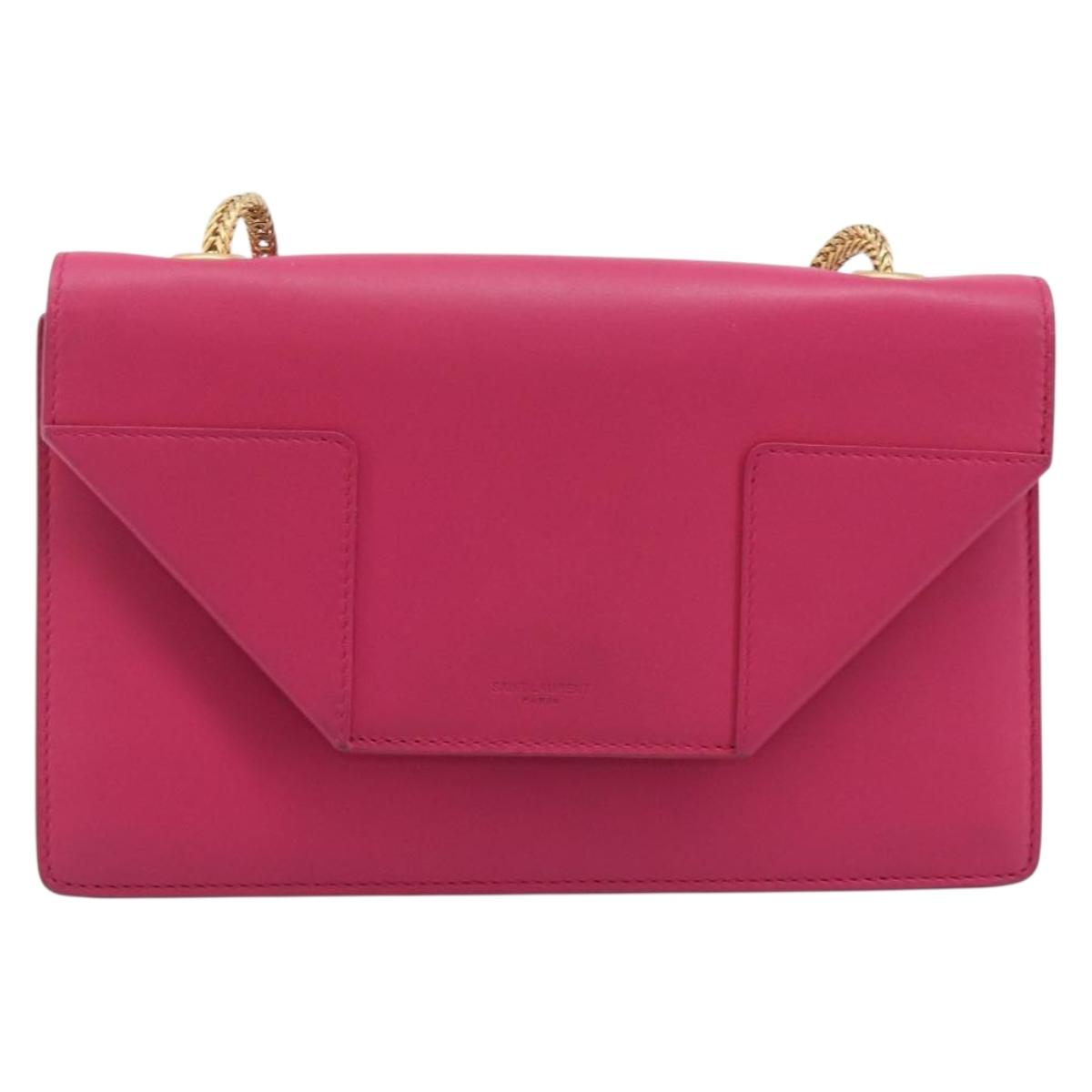 Saint Laurent Betty Chain Shoulder Bag Leather Pink Gold 314516 Auth bs37805V