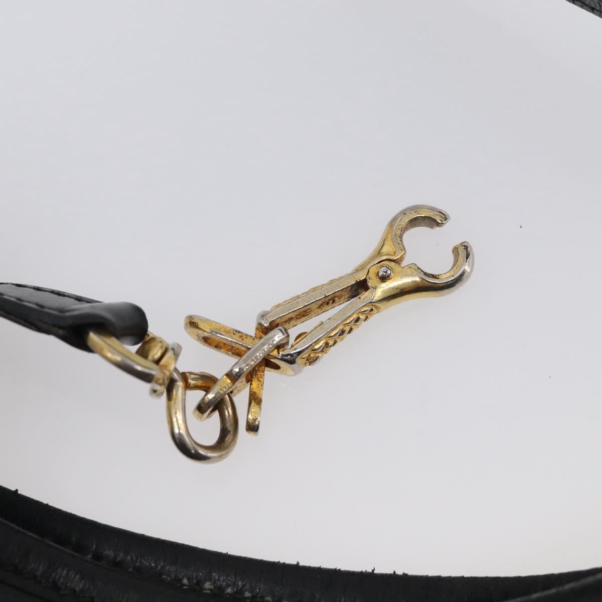 HERMES Trim Shoulder Bag Leather Black Gold Tone Auth bs37822