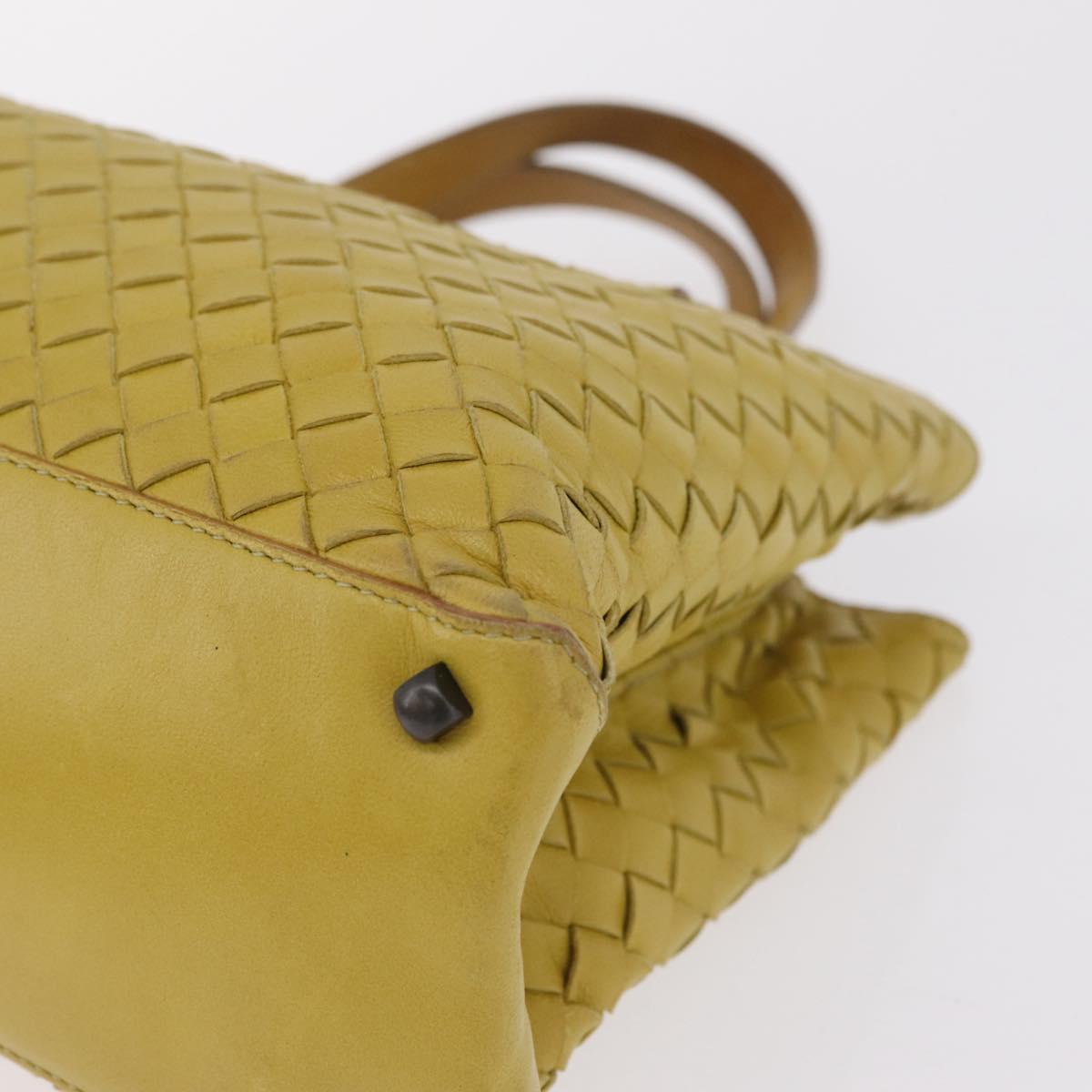 Bottega Veneta INTRECCIATO Hand Bag Leather Yellow Auth bs37824