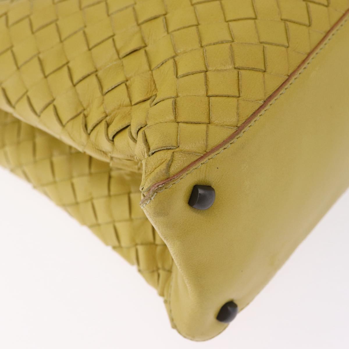 Bottega Veneta INTRECCIATO Hand Bag Leather Yellow Auth bs37824