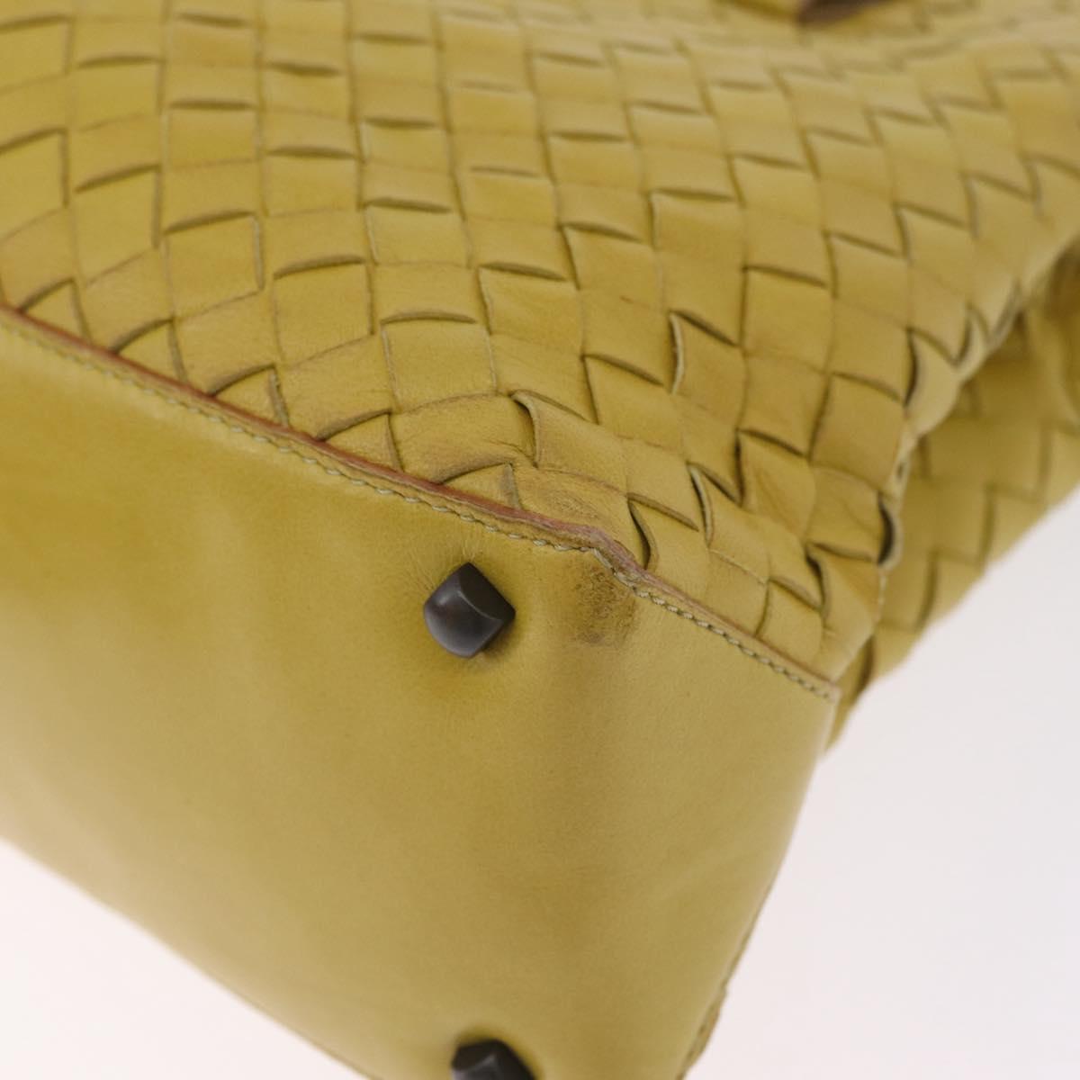 Bottega Veneta INTRECCIATO Hand Bag Leather Yellow Auth bs37824