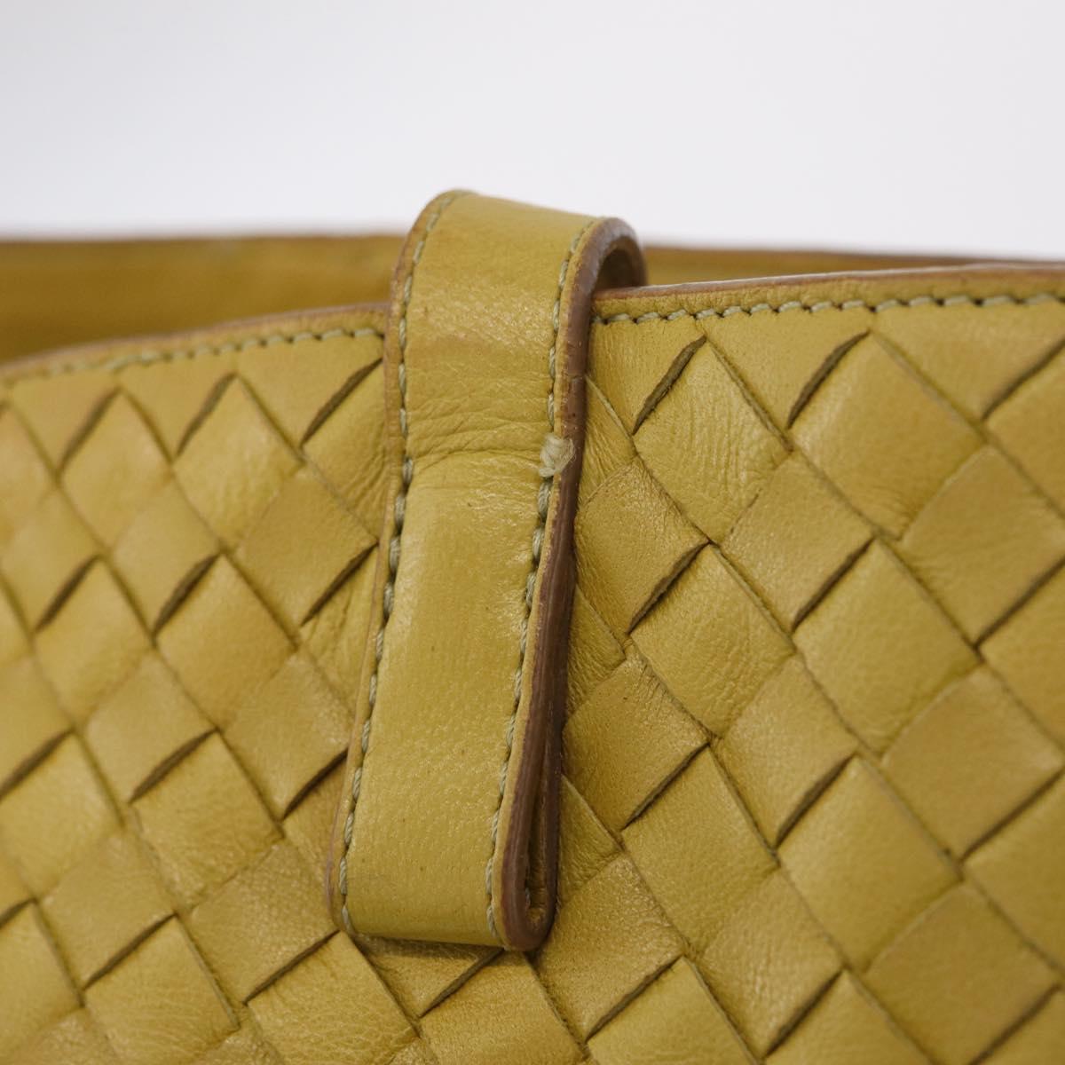 Bottega Veneta INTRECCIATO Hand Bag Leather Yellow Auth bs37824