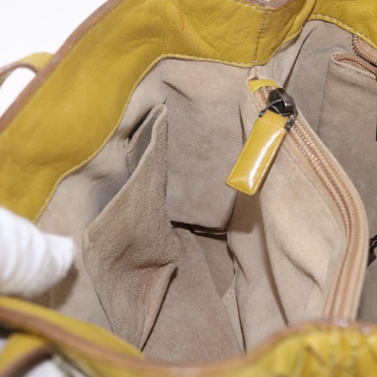 Bottega Veneta INTRECCIATO Hand Bag Leather Yellow Auth bs37824