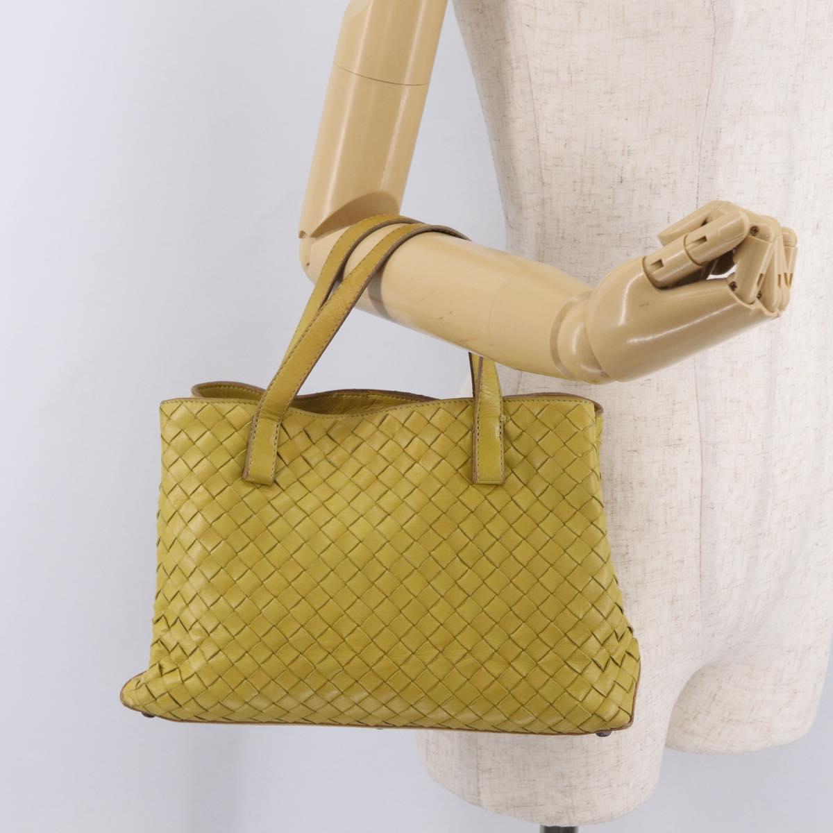 Bottega Veneta INTRECCIATO Hand Bag Leather Yellow Auth bs37824