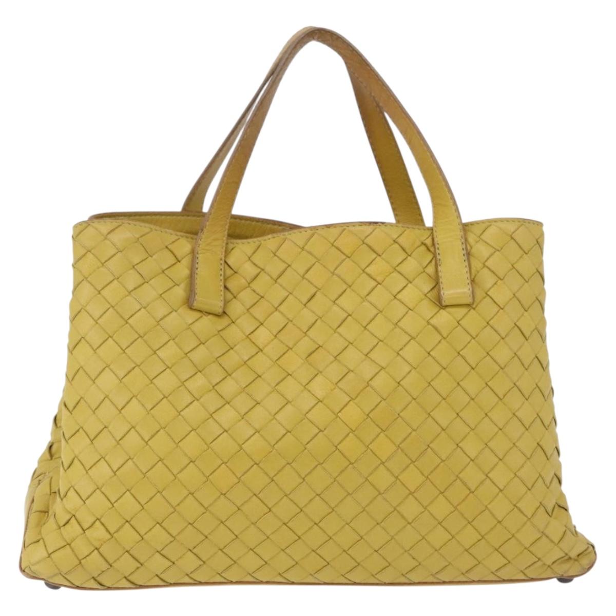 Bottega Veneta INTRECCIATO Hand Bag Leather Yellow Auth bs37824