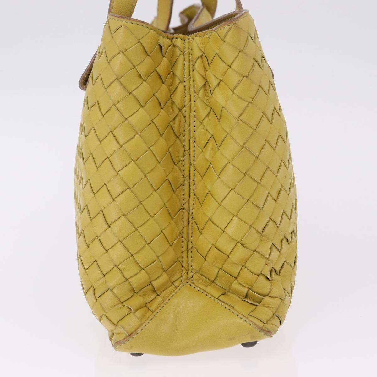 Bottega Veneta INTRECCIATO Hand Bag Leather Yellow Auth bs37824