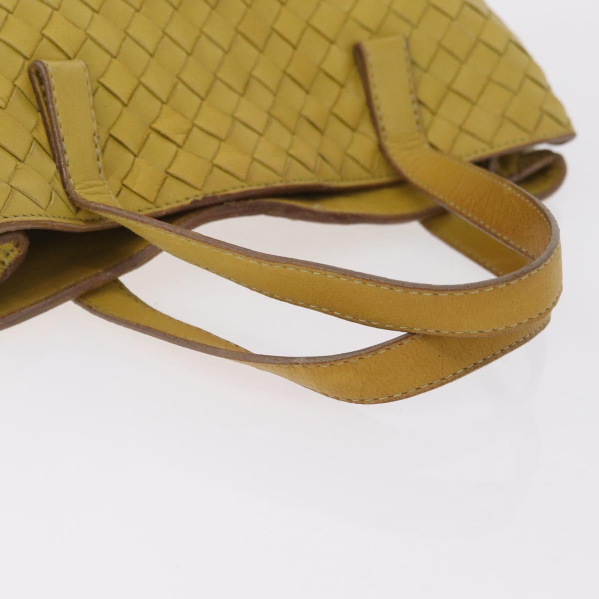 Bottega Veneta INTRECCIATO Hand Bag Leather Yellow Auth bs37824