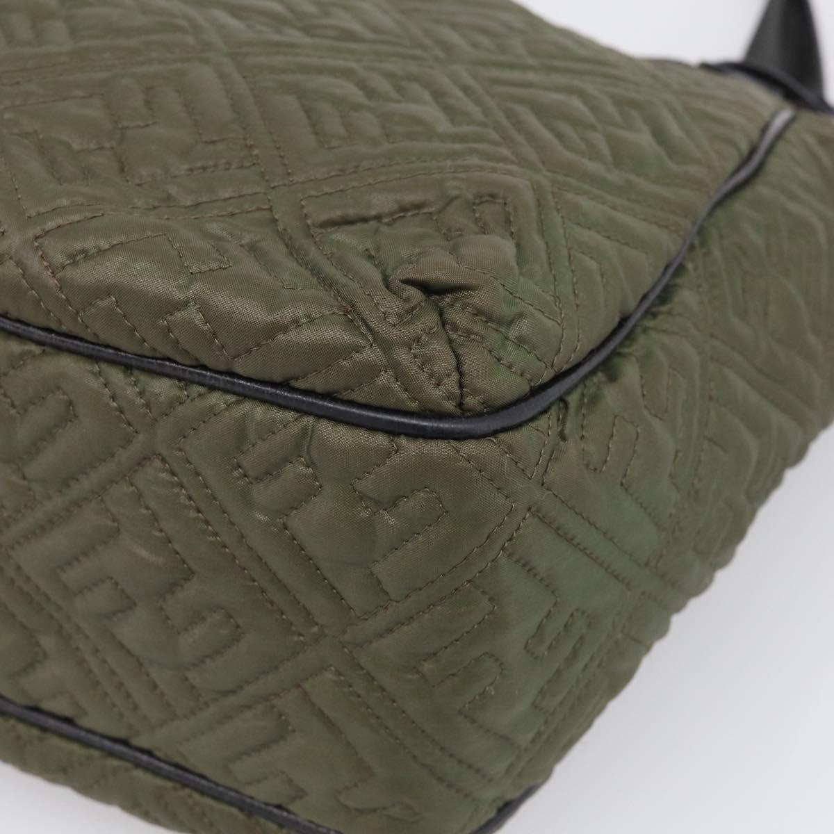 FENDI Shoulder Bag Nylon Green Gold Tone 8BH156 Auth bs37827