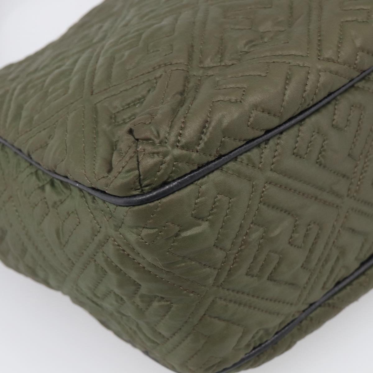 FENDI Shoulder Bag Nylon Green Gold Tone 8BH156 Auth bs37827