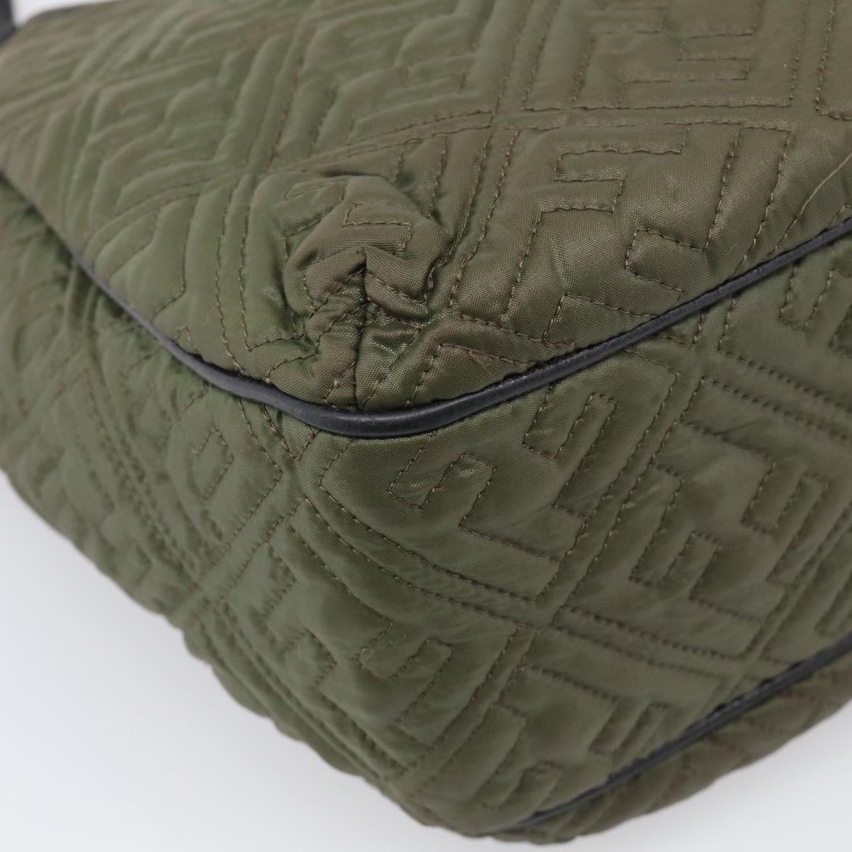 FENDI Shoulder Bag Nylon Green Gold Tone 8BH156 Auth bs37827