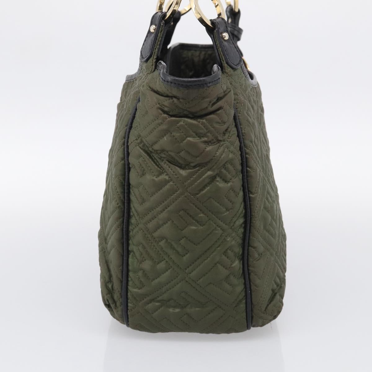 FENDI Shoulder Bag Nylon Green Gold Tone 8BH156 Auth bs37827