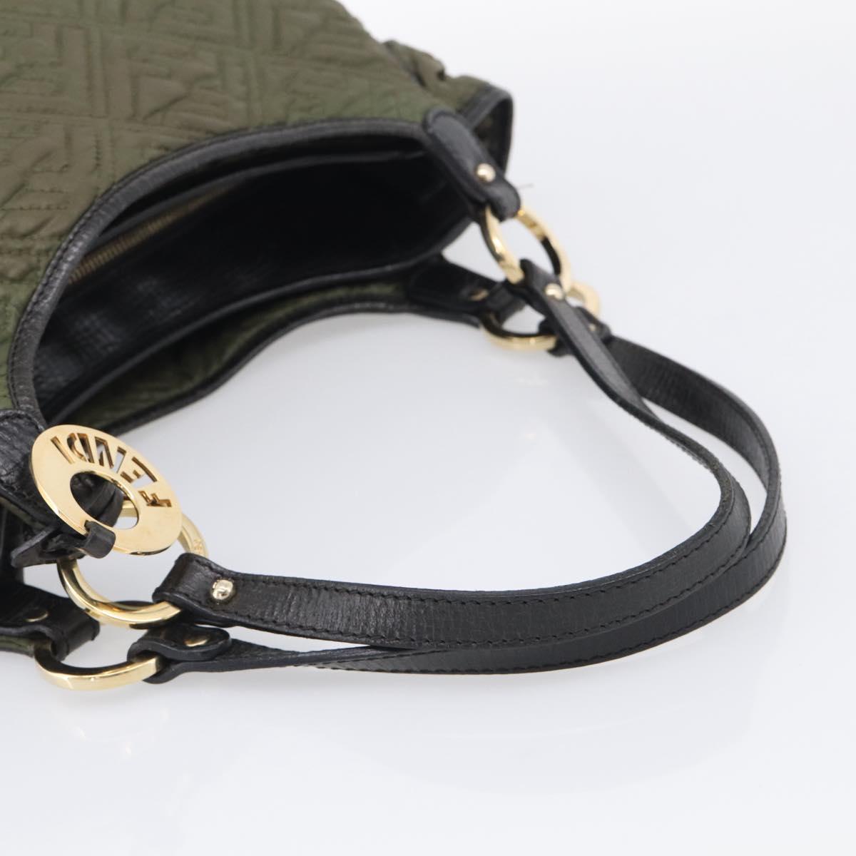 FENDI Shoulder Bag Nylon Green Gold Tone 8BH156 Auth bs37827