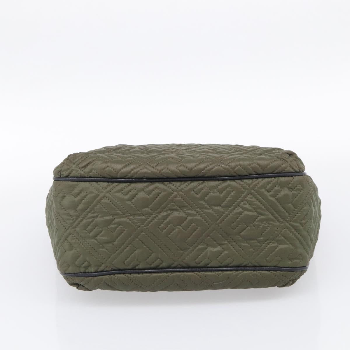 FENDI Shoulder Bag Nylon Green Gold Tone 8BH156 Auth bs37827