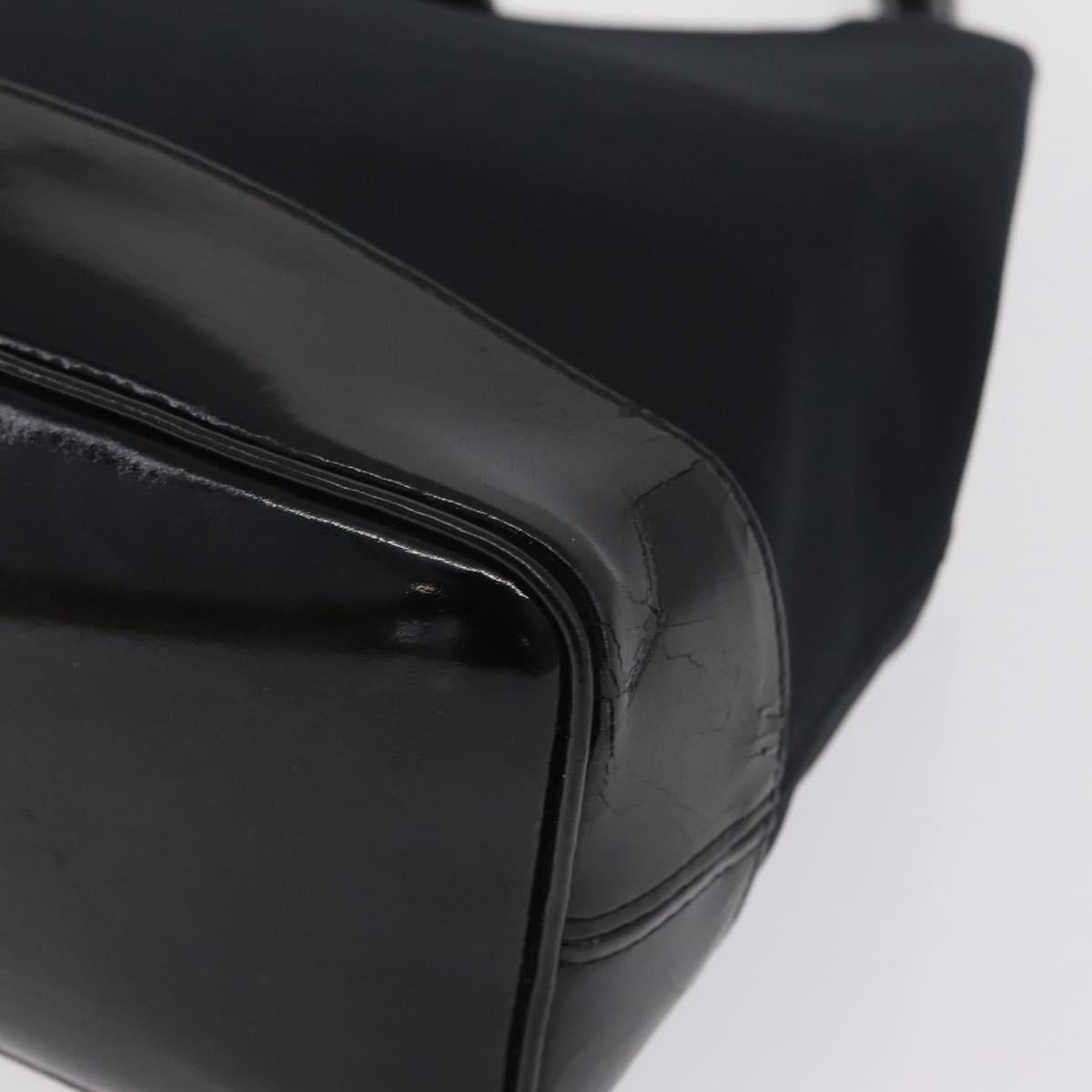 Saint Laurent Tote Bag Canvas Black Gold Tone Auth bs37831