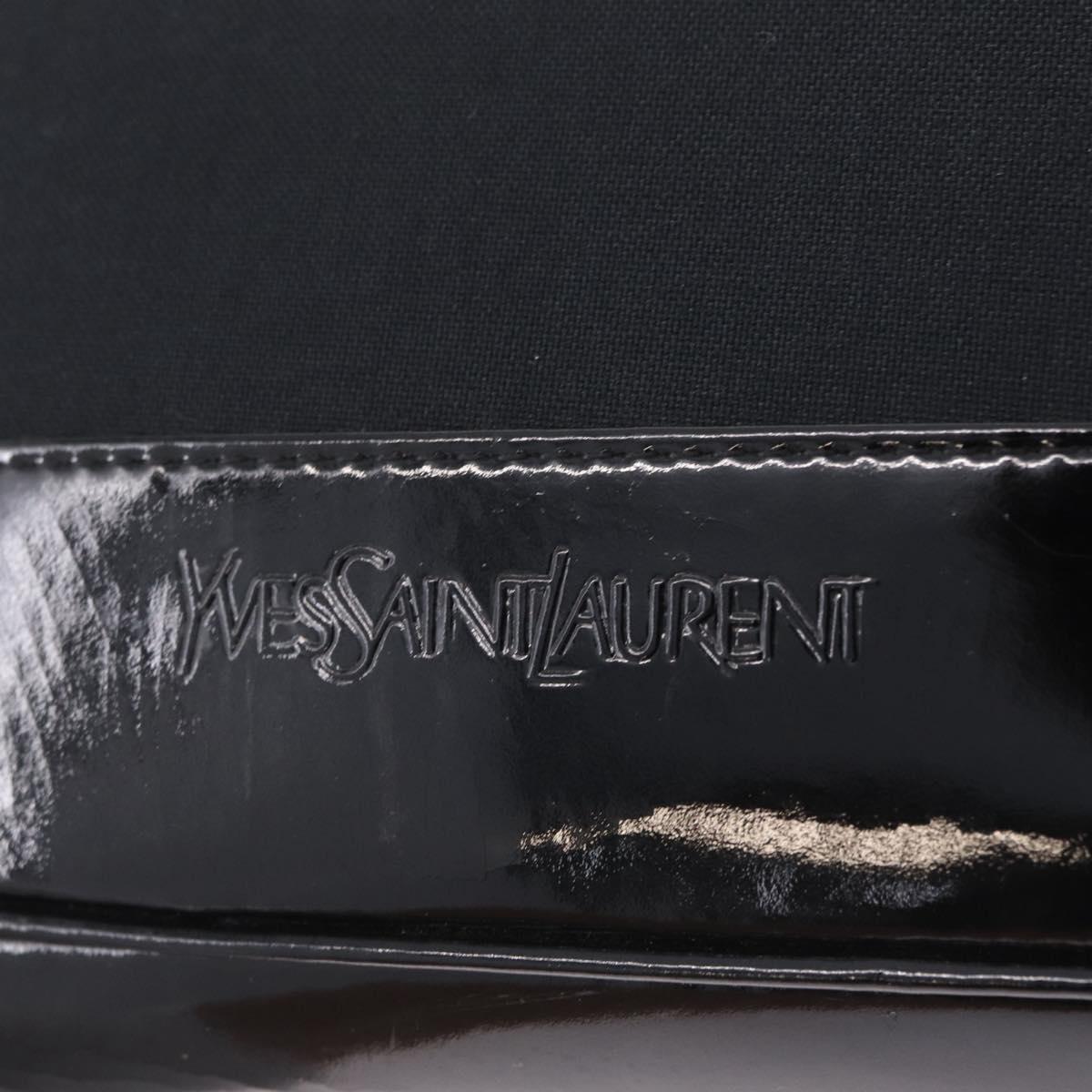 Saint Laurent Tote Bag Canvas Black Gold Tone Auth bs37831