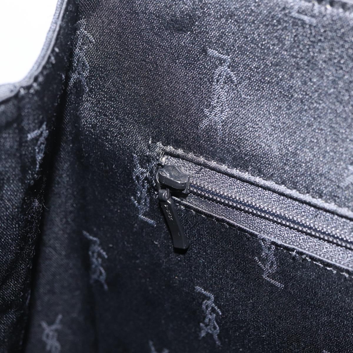 Saint Laurent Tote Bag Canvas Black Gold Tone Auth bs37831