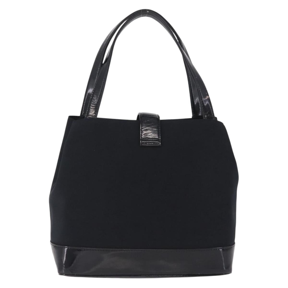 Saint Laurent Tote Bag Canvas Black Gold Tone Auth bs37831