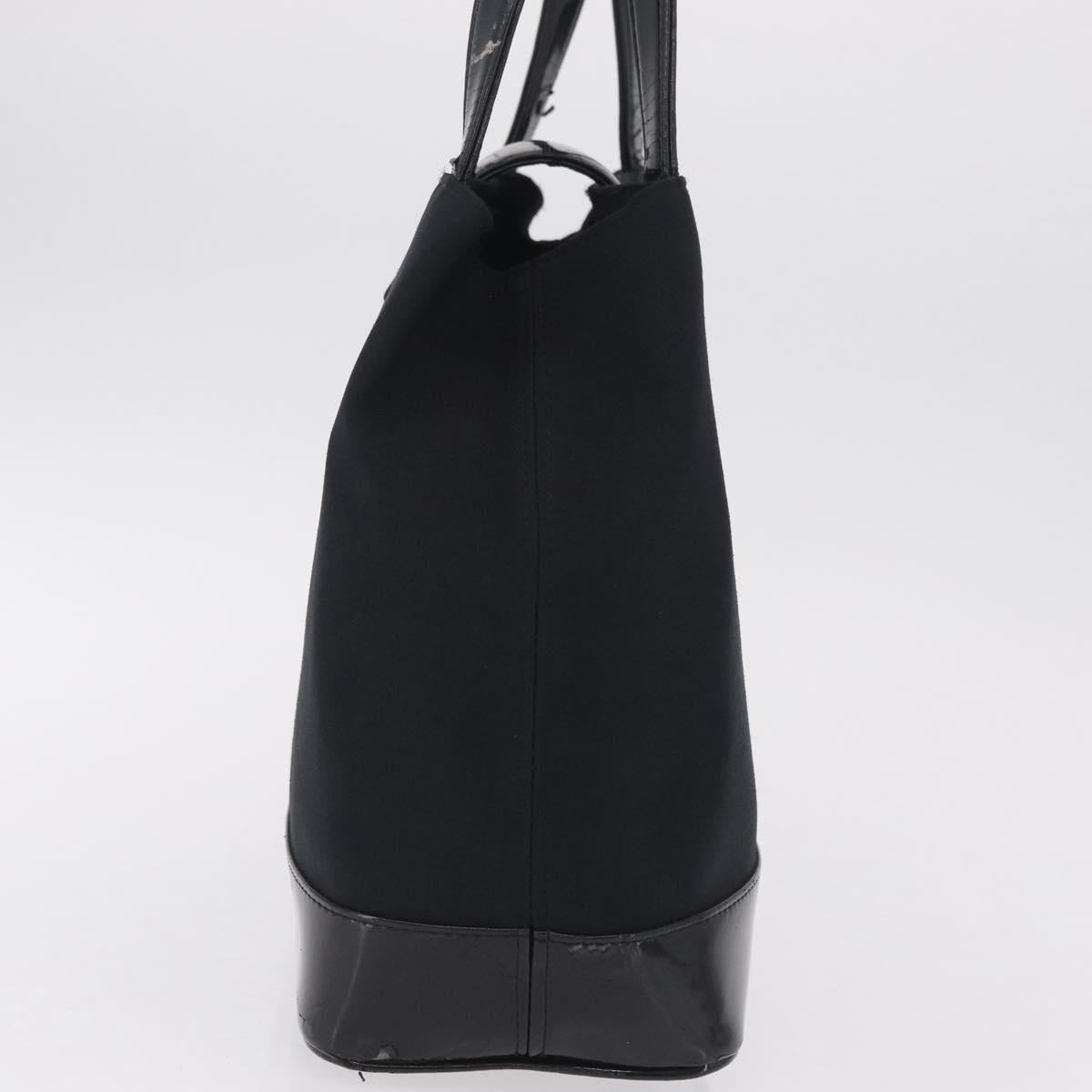 Saint Laurent Tote Bag Canvas Black Gold Tone Auth bs37831