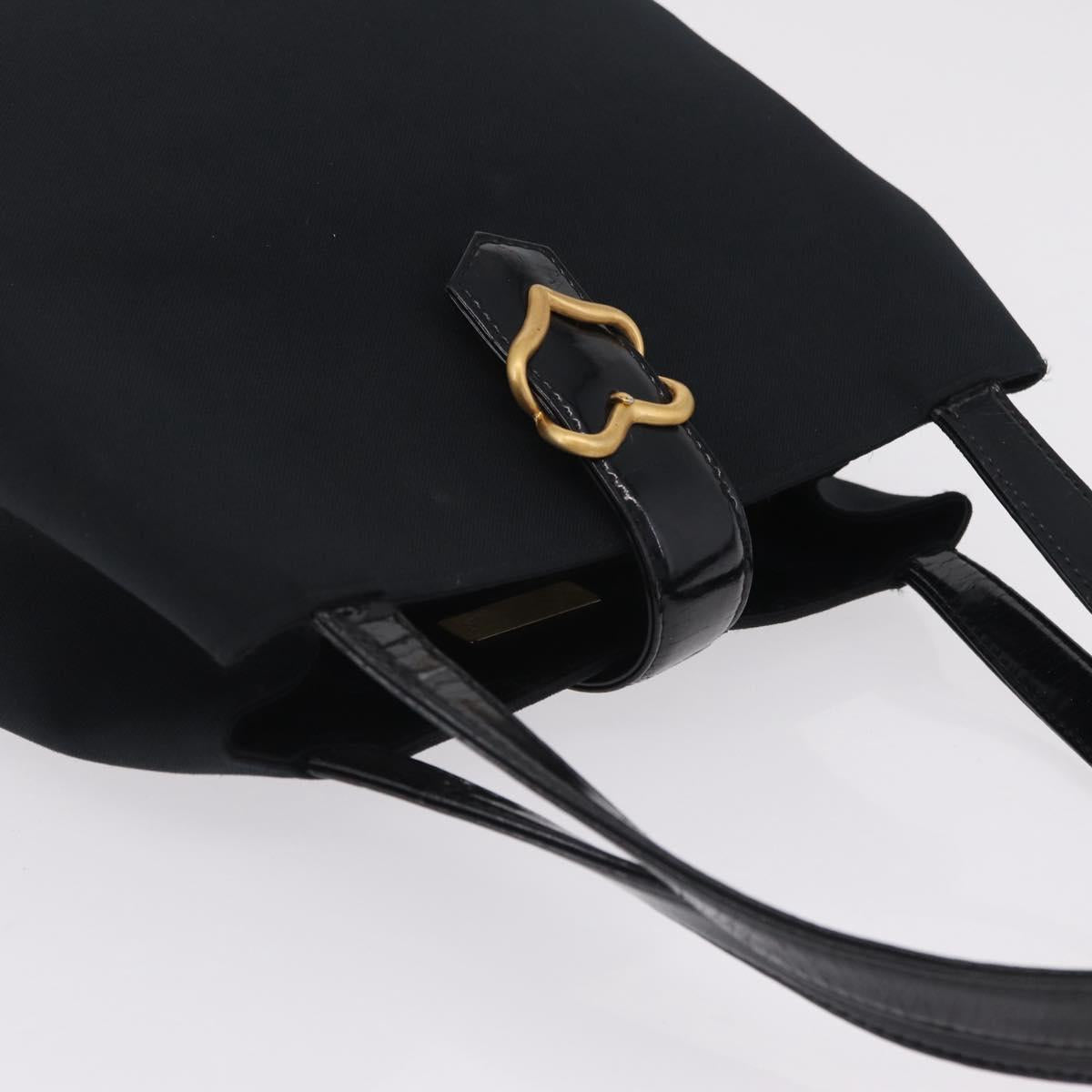 Saint Laurent Tote Bag Canvas Black Gold Tone Auth bs37831