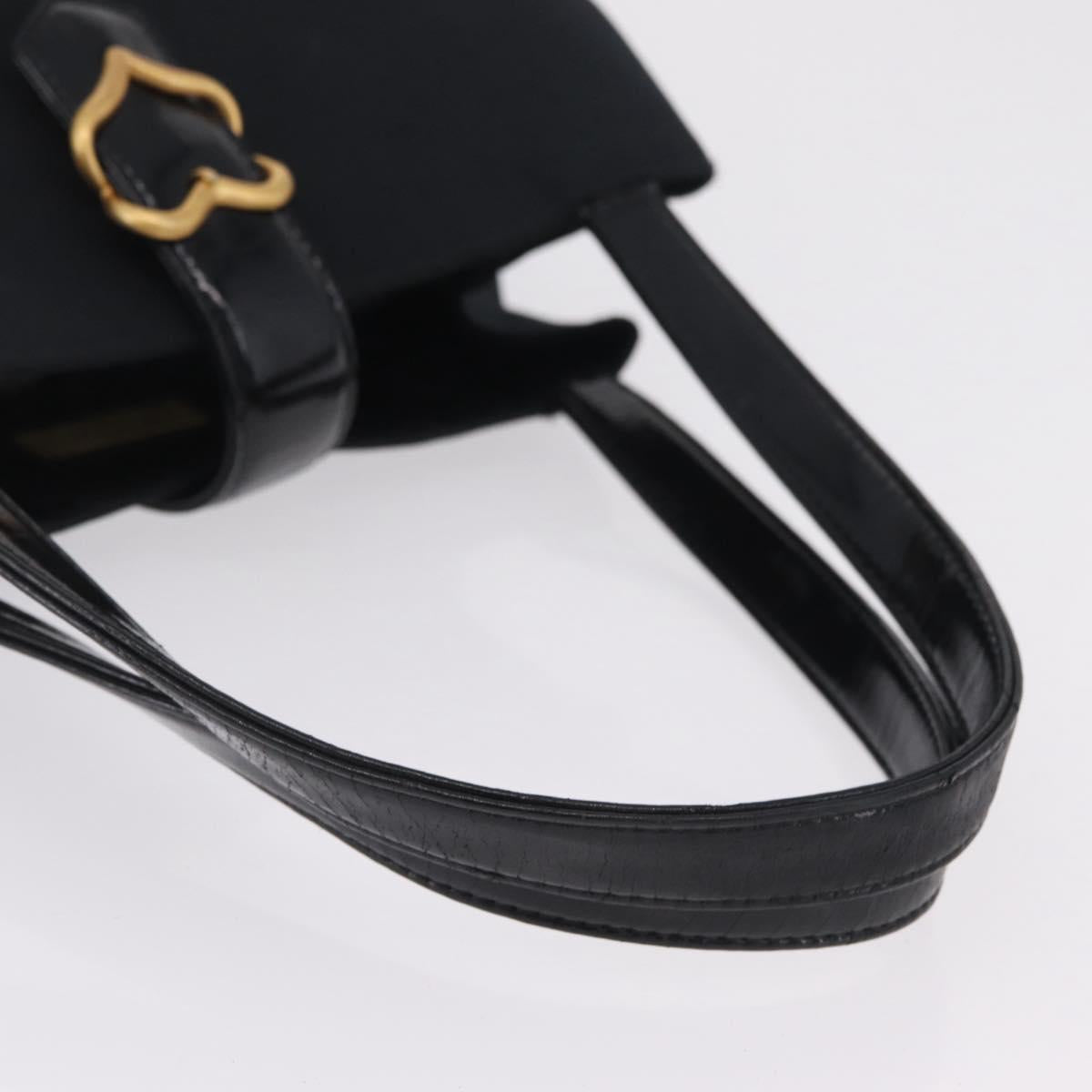 Saint Laurent Tote Bag Canvas Black Gold Tone Auth bs37831