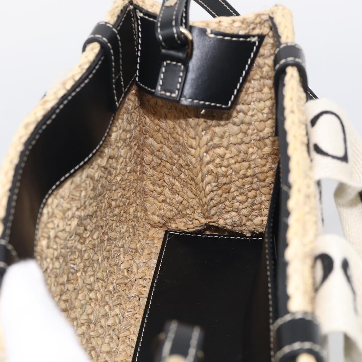 Chloe Woody Hand Bag Raffia 2way Beige Gold Tone Auth bs37833A