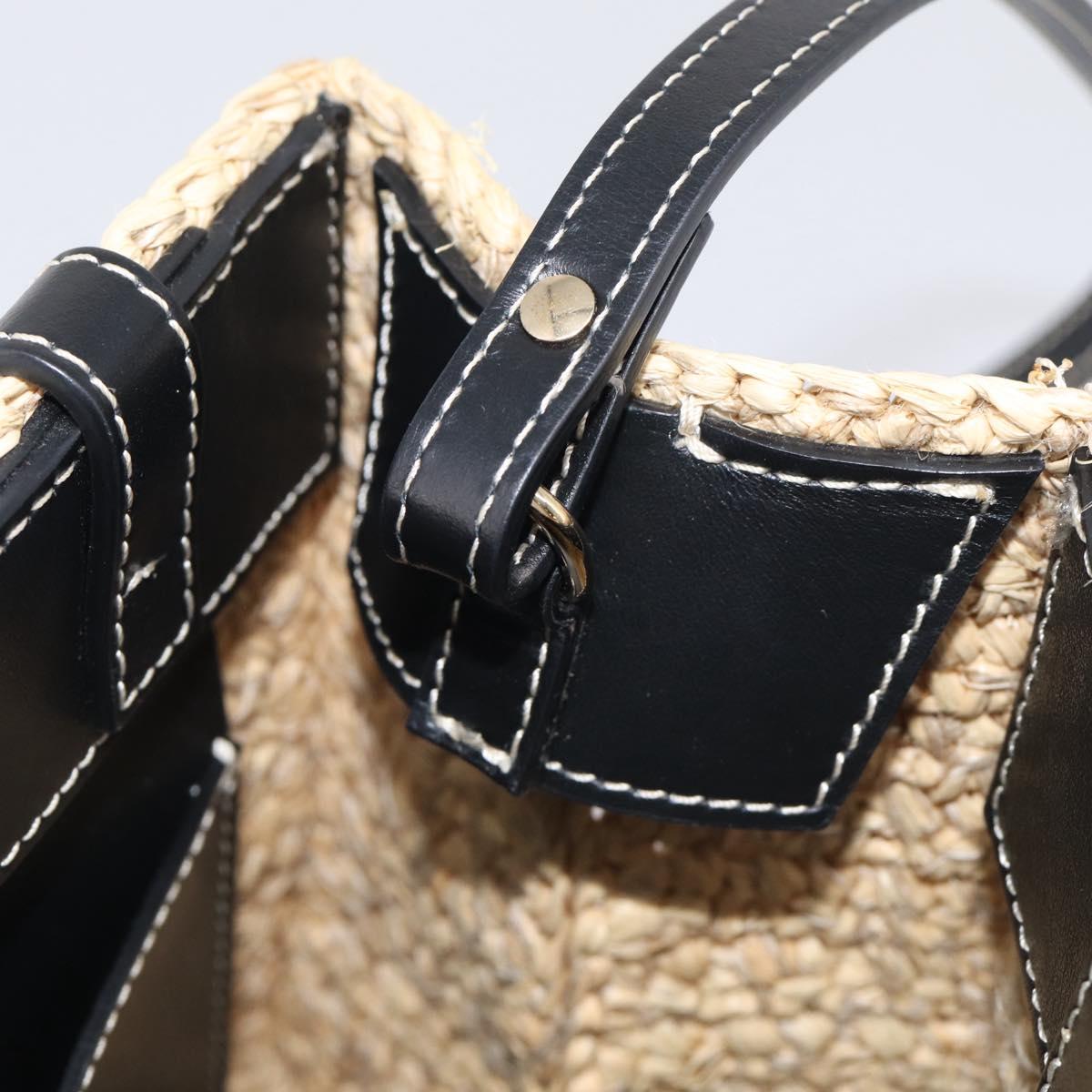 Chloe Woody Hand Bag Raffia 2way Beige Gold Tone Auth bs37833A