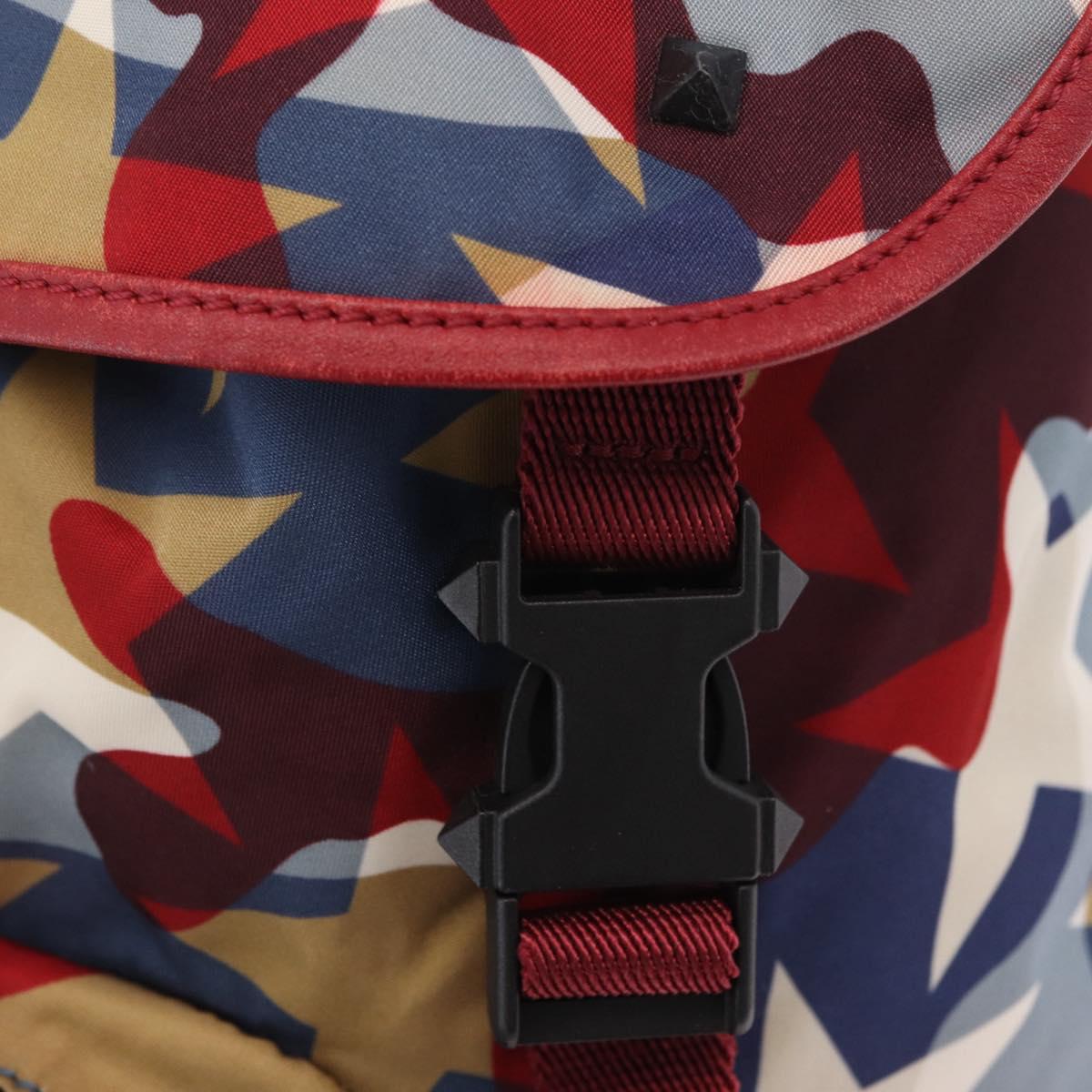 Valentino Backpack Nylon Blue Red Auth bs37834A