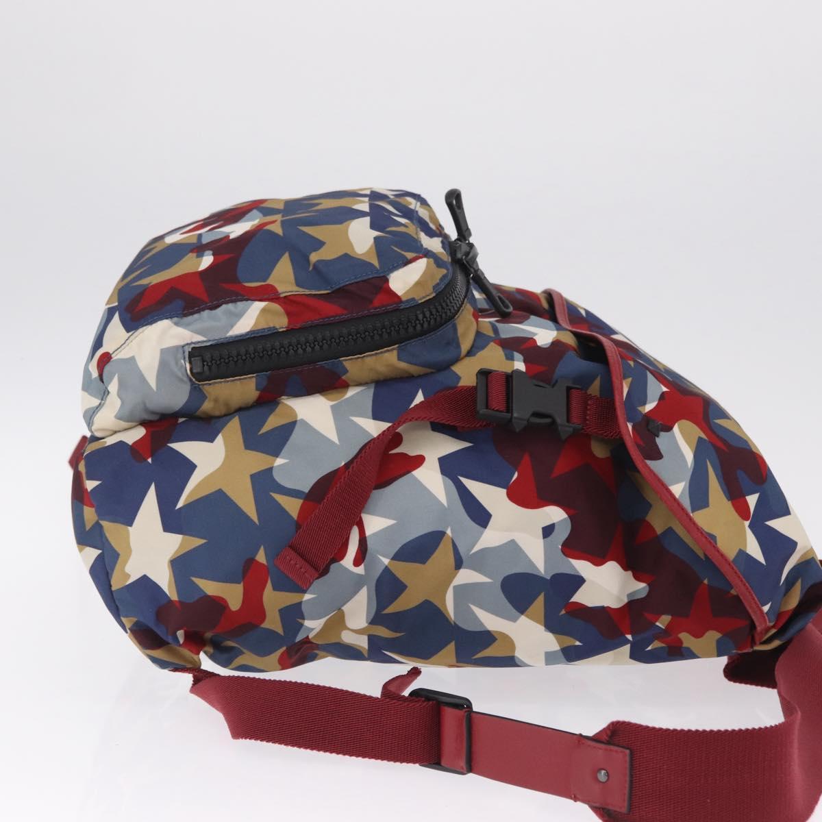 Valentino Backpack Nylon Blue Red Auth bs37834A