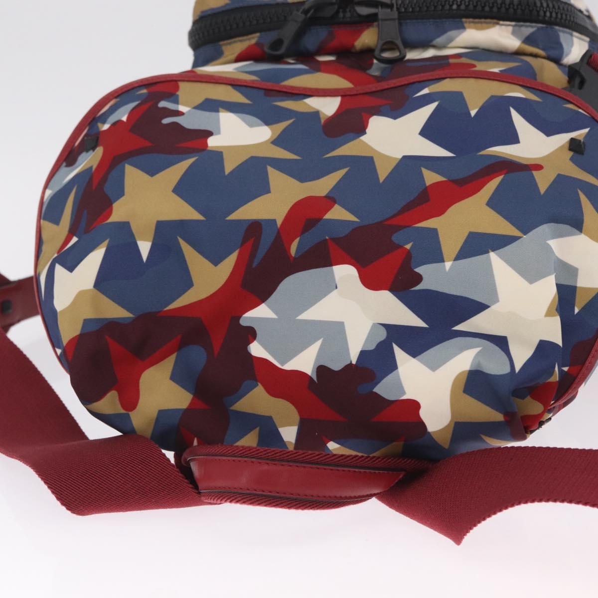 Valentino Backpack Nylon Blue Red Auth bs37834A