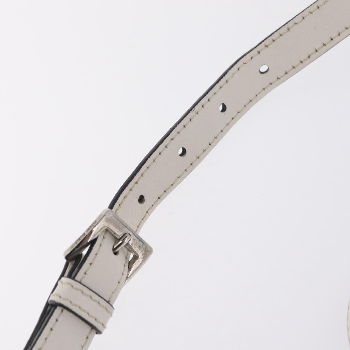 Miu Miu Madras Shoulder Bag Leather White Silver Auth bs37836A